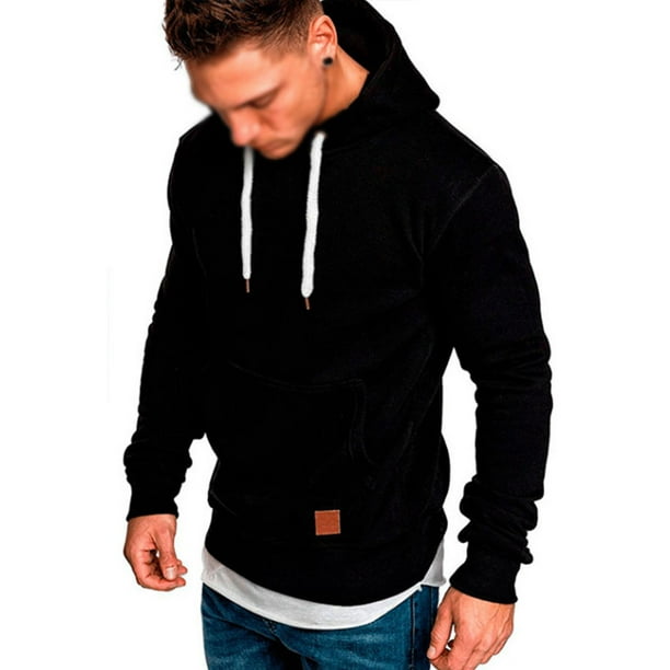 Men Casual Muscle Gym Hoodie Long Sleeve Slim Fit Top Autumn Pre-Fall Sweatshirt
